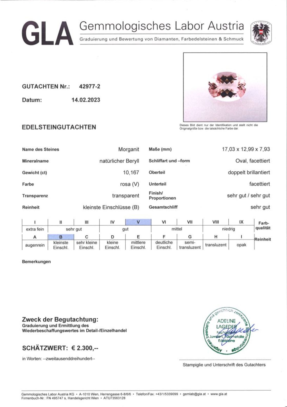 Morganit Ovalschliff rosa 10,167 ct