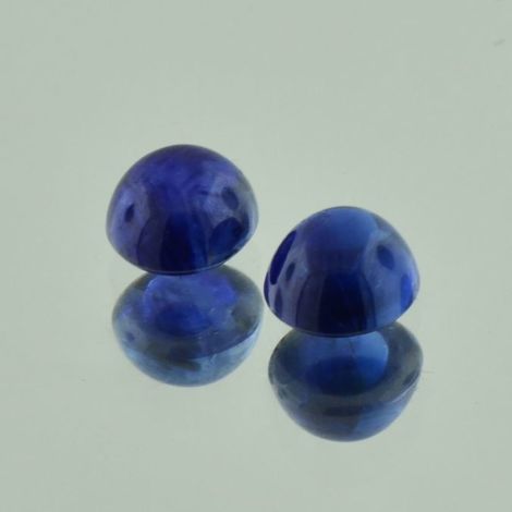 Sapphire Pair Cabochons oval dark blue 4.62 ct