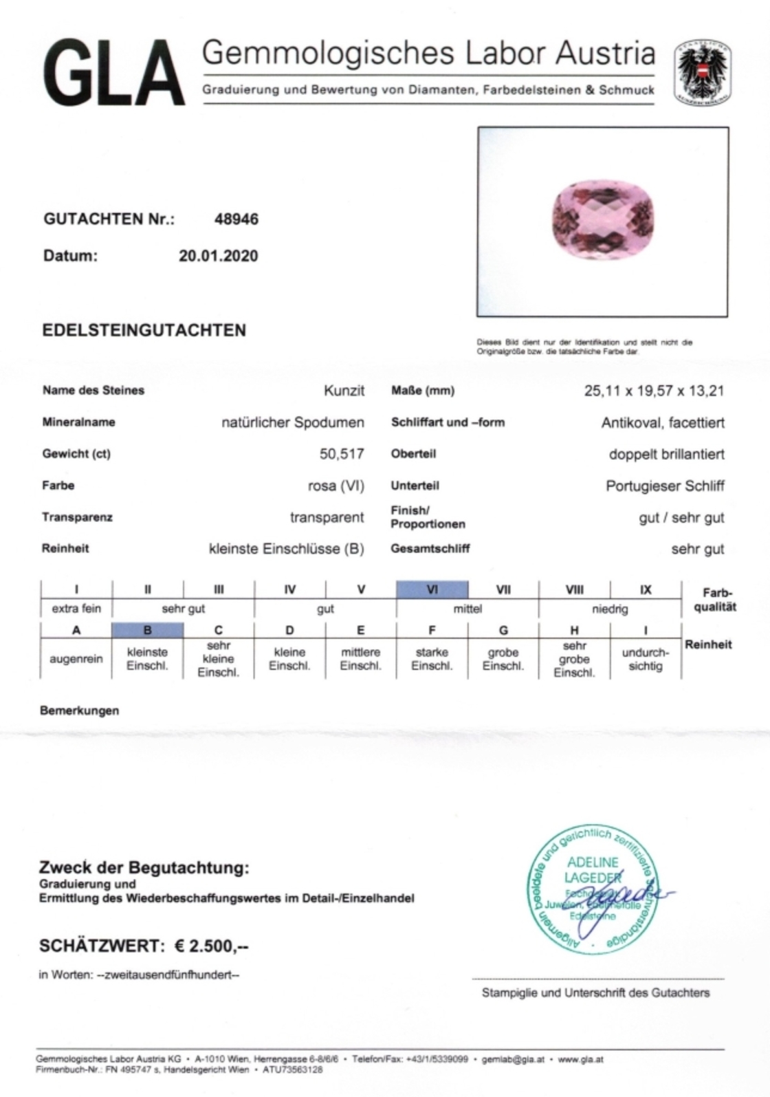 Kunzit Spodumen Antikovalschliff rosa 50,517 ct