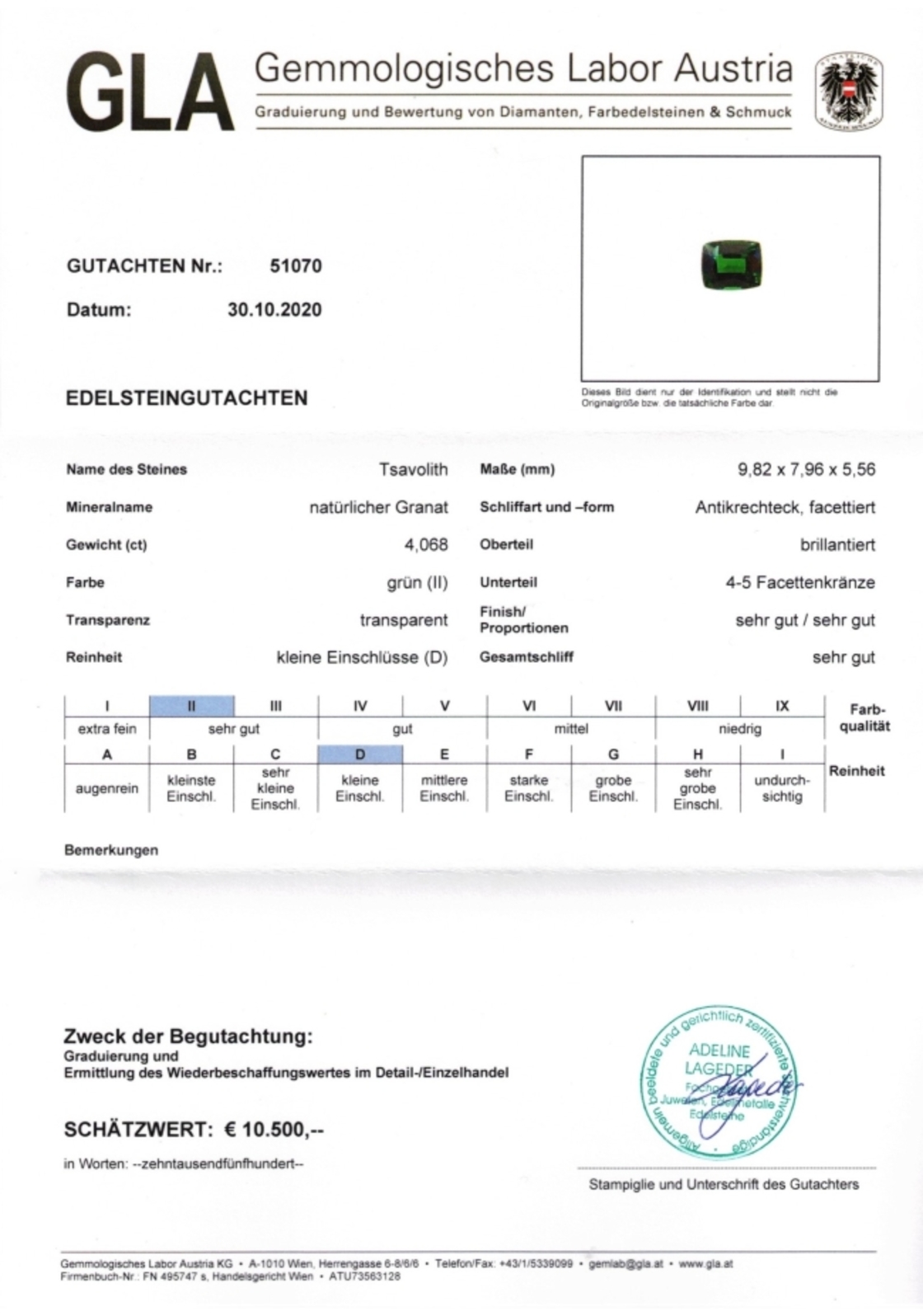 Grüner Granat Tsavorit Antikschliff 4,068 ct