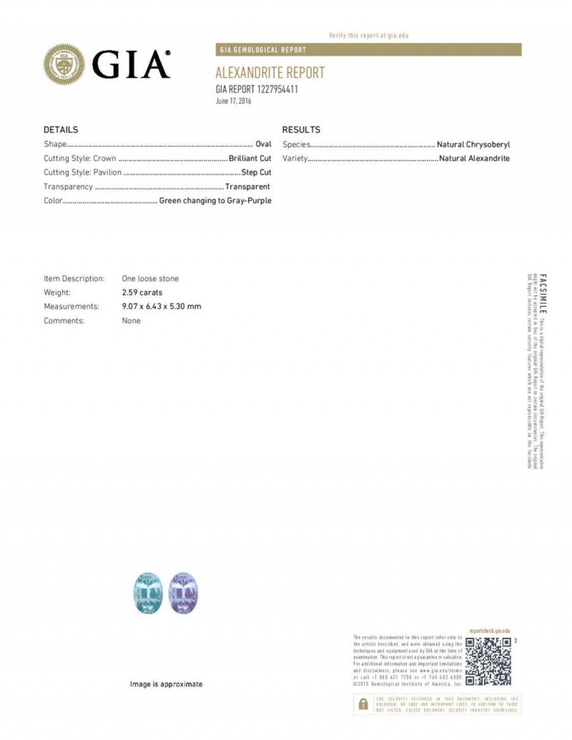 Proportional Uretfærdig Gooey Gemstone Certificate Alexandrit