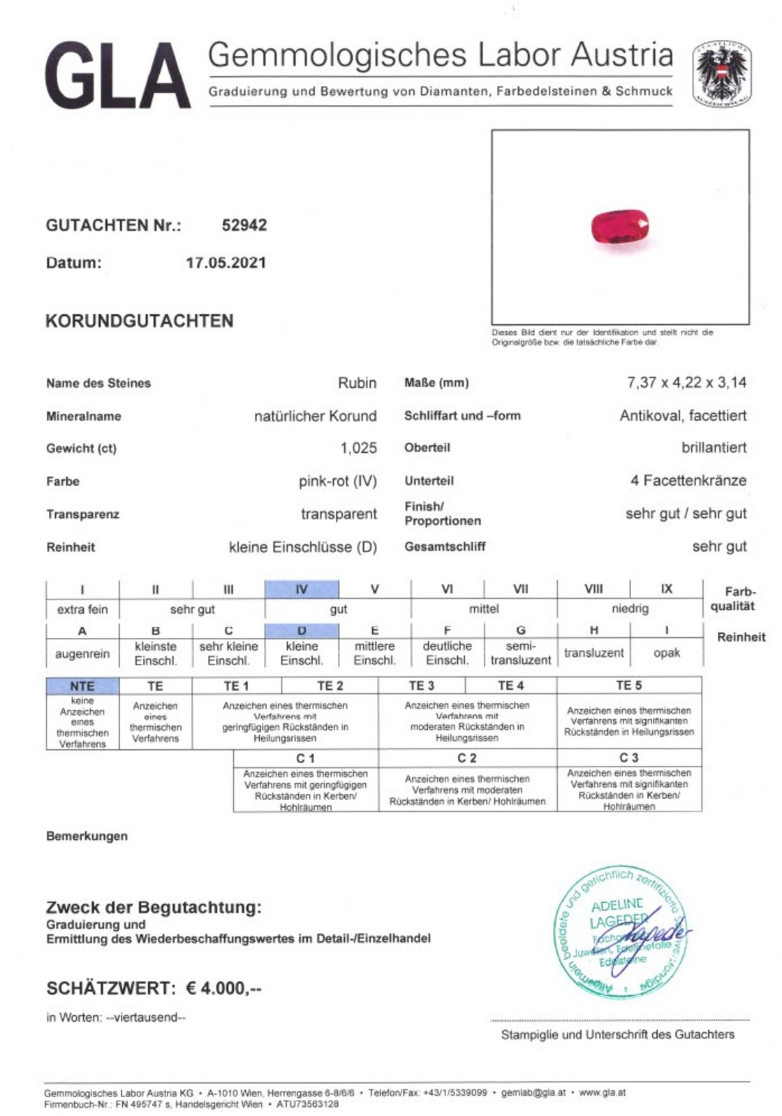 Unbehandelter Rubin Antikovalschliff pink-rot 1,025 ct