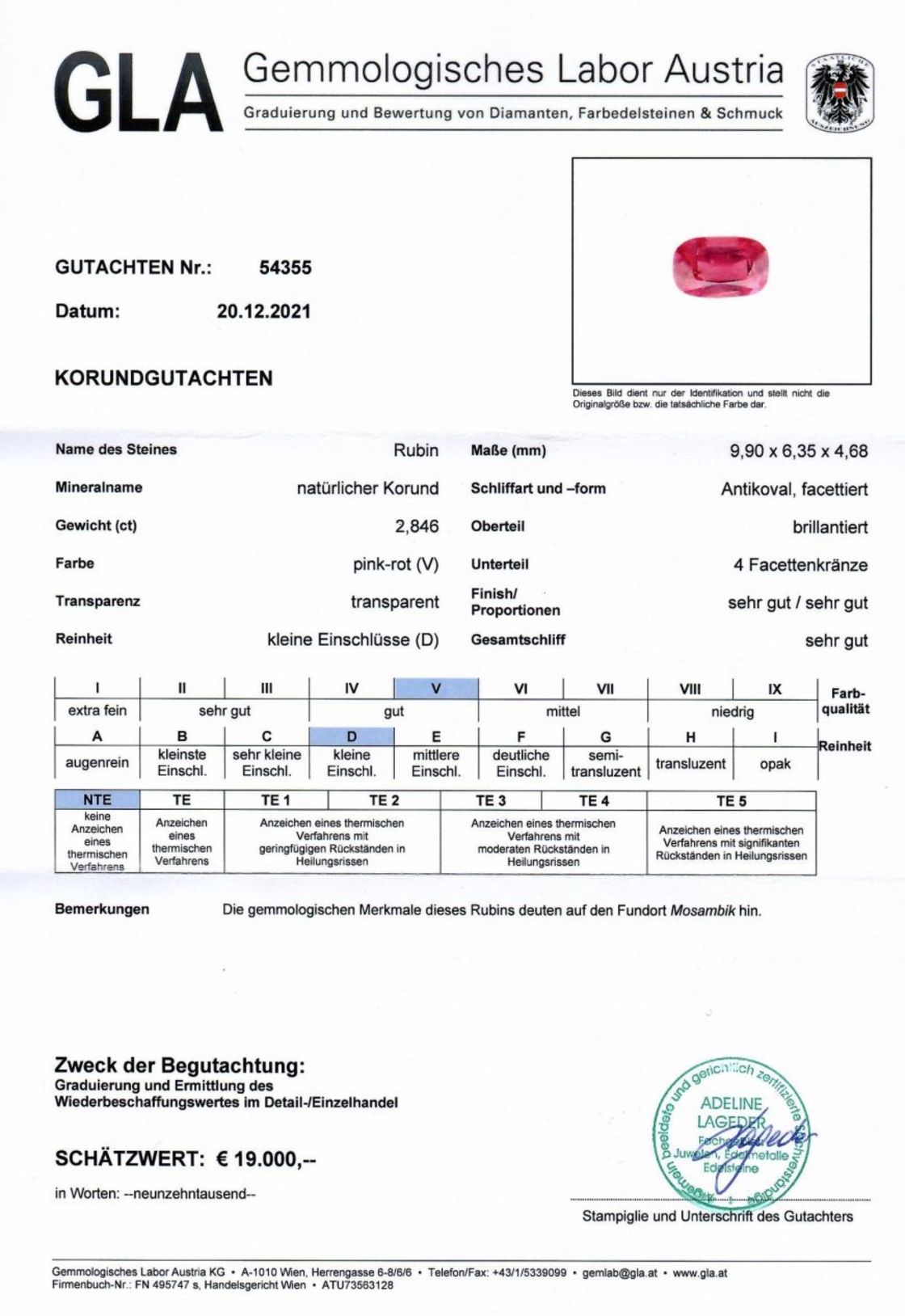 Unbehandelter Rubin Antikovalschliff pink-rot 2,846 ct