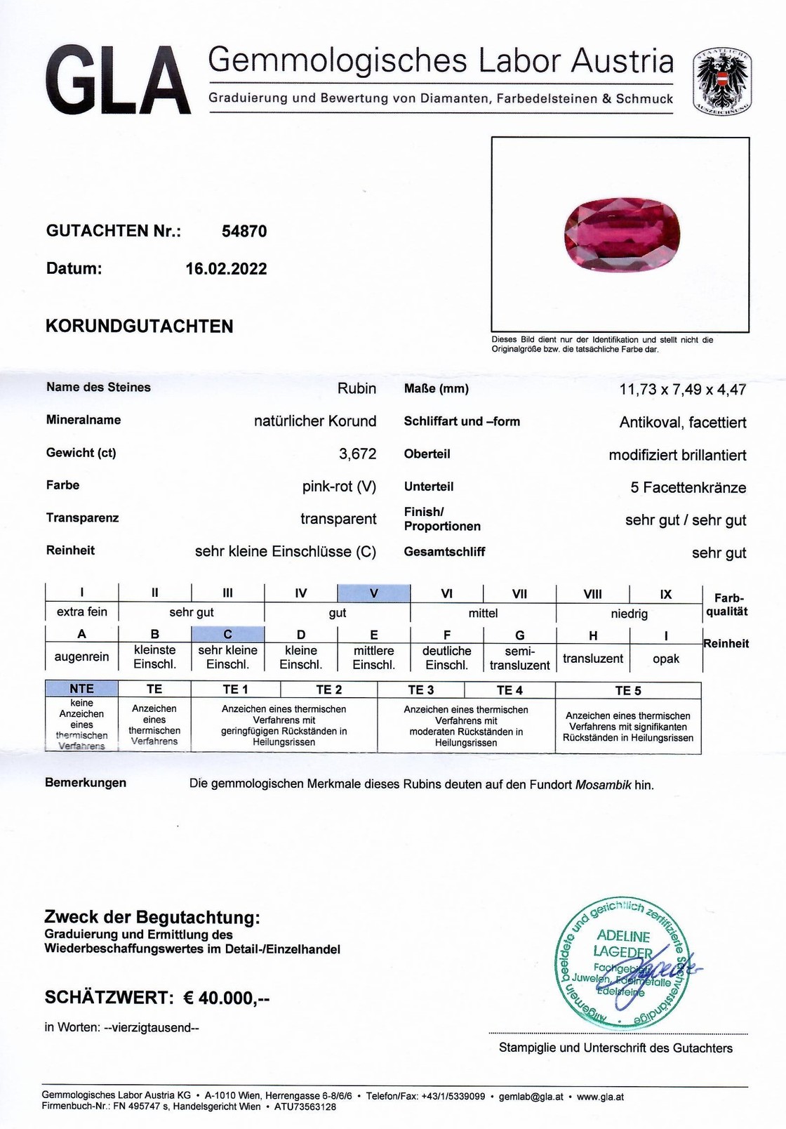 Unbehandelter Rubin Antikovalschliff pink-rot 3,572 ct