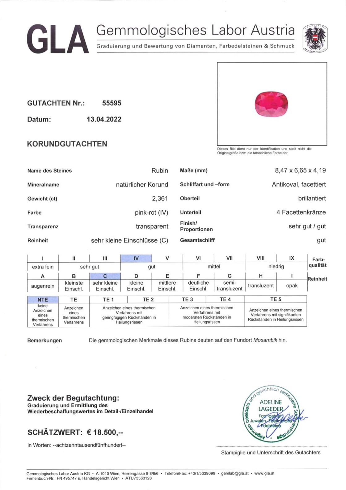 Unbehandelter Rubin Antikovalschliff pink-rot 2,361 ct