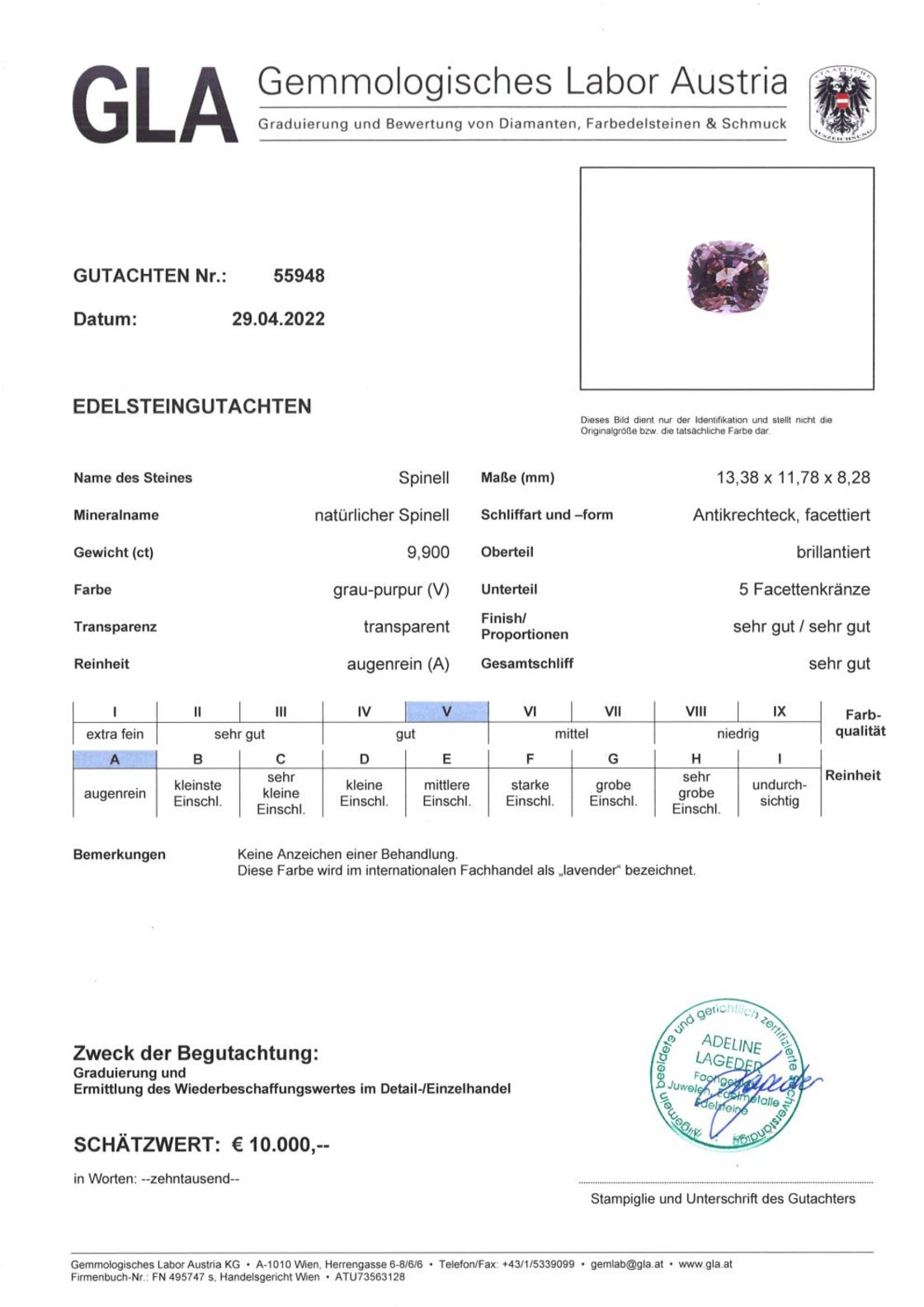 Spinell Antikschliff grau-purpur unbehandelt 9,90 ct