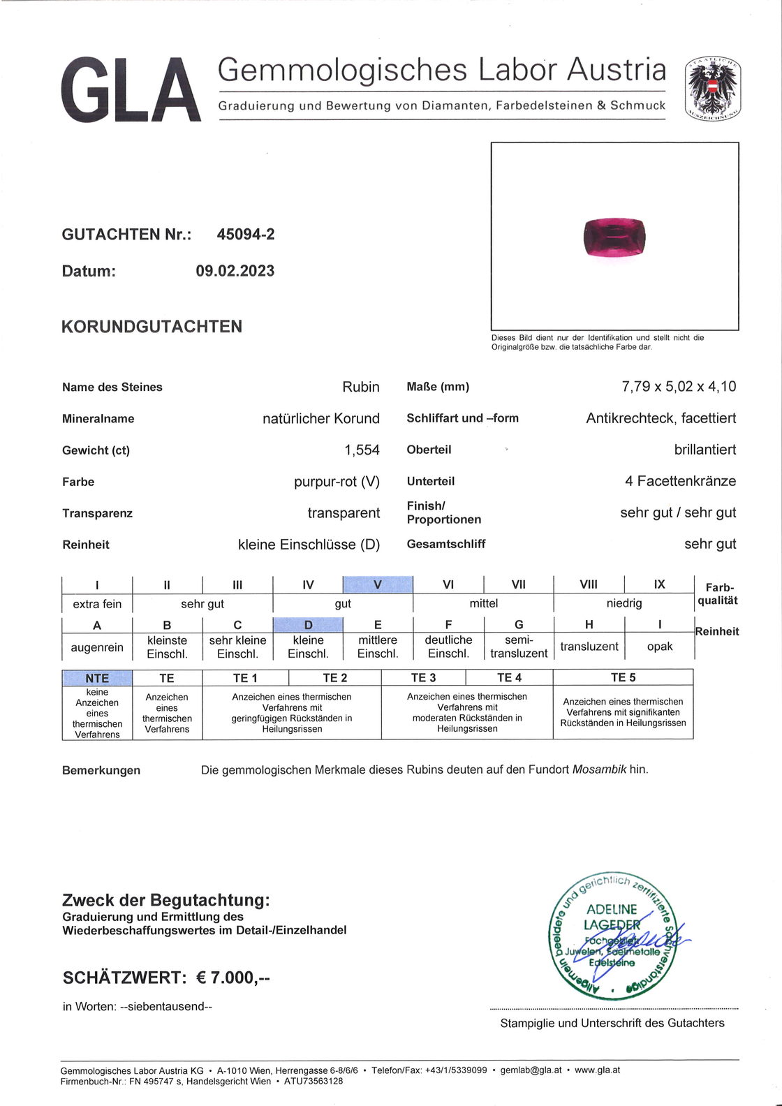 Unbehandelter Rubin Antikschliff pink-purpurrot 1,554 ct