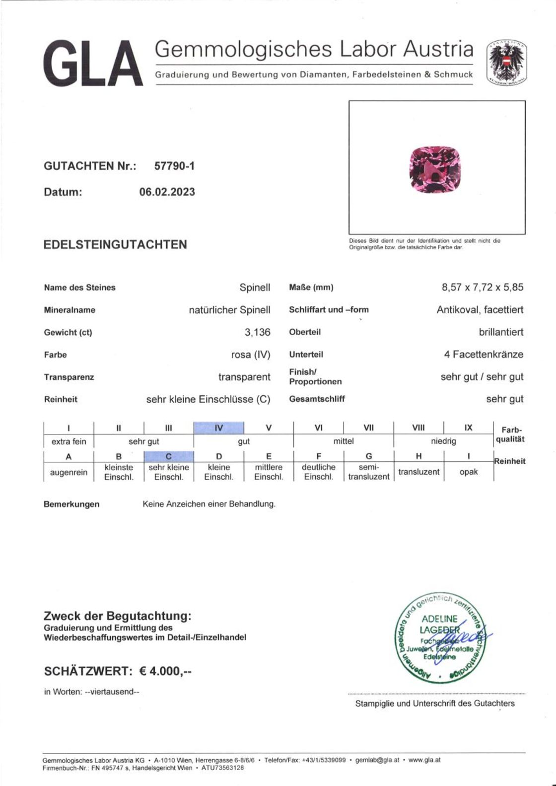Spinell Antikschliff pink-rosa unbehandelt 3,136 ct