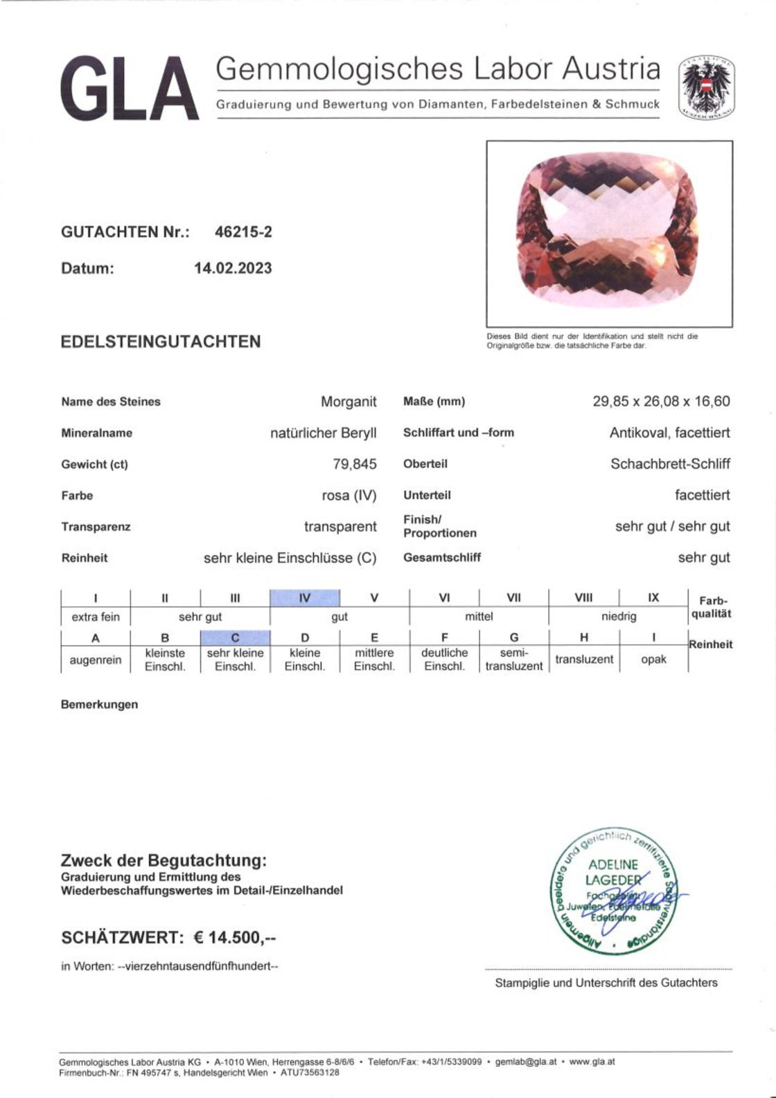 Morganit Antikschliff rosa 79,845 ct