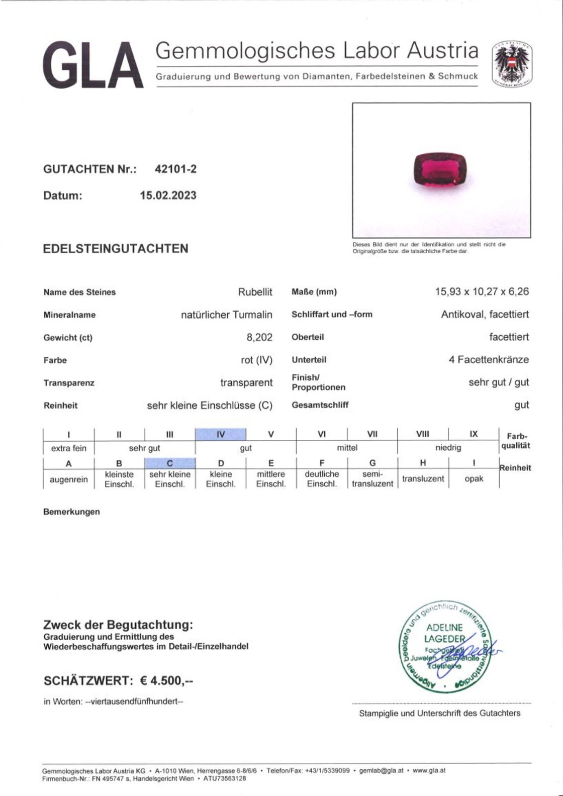 Roter Turmalin Rubellit Antikschliff 8,202 ct.