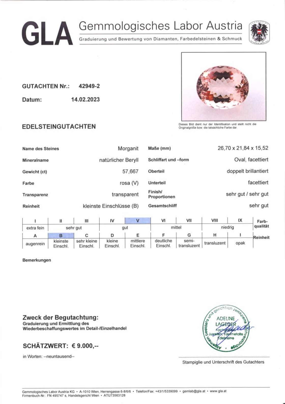 Morganit Ovalschilff rosa 57,667 ct