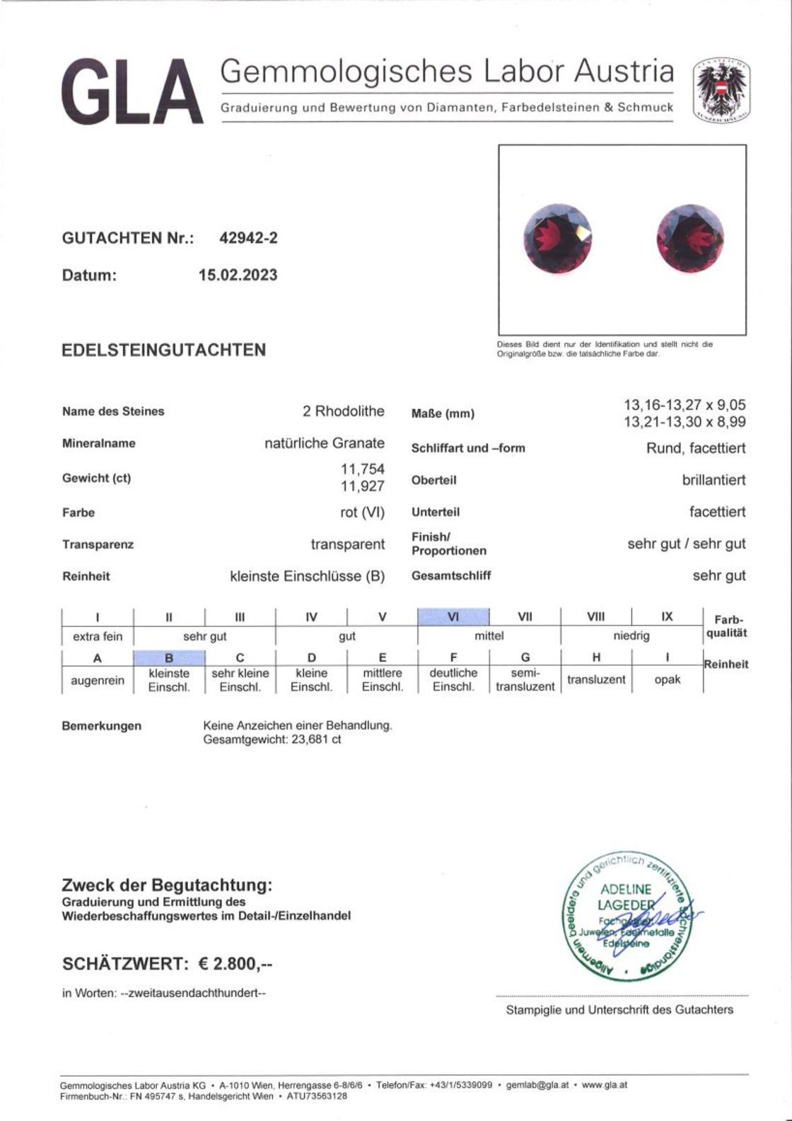 Rhodolith Granat Duo Rundschliffe 23,618 ct