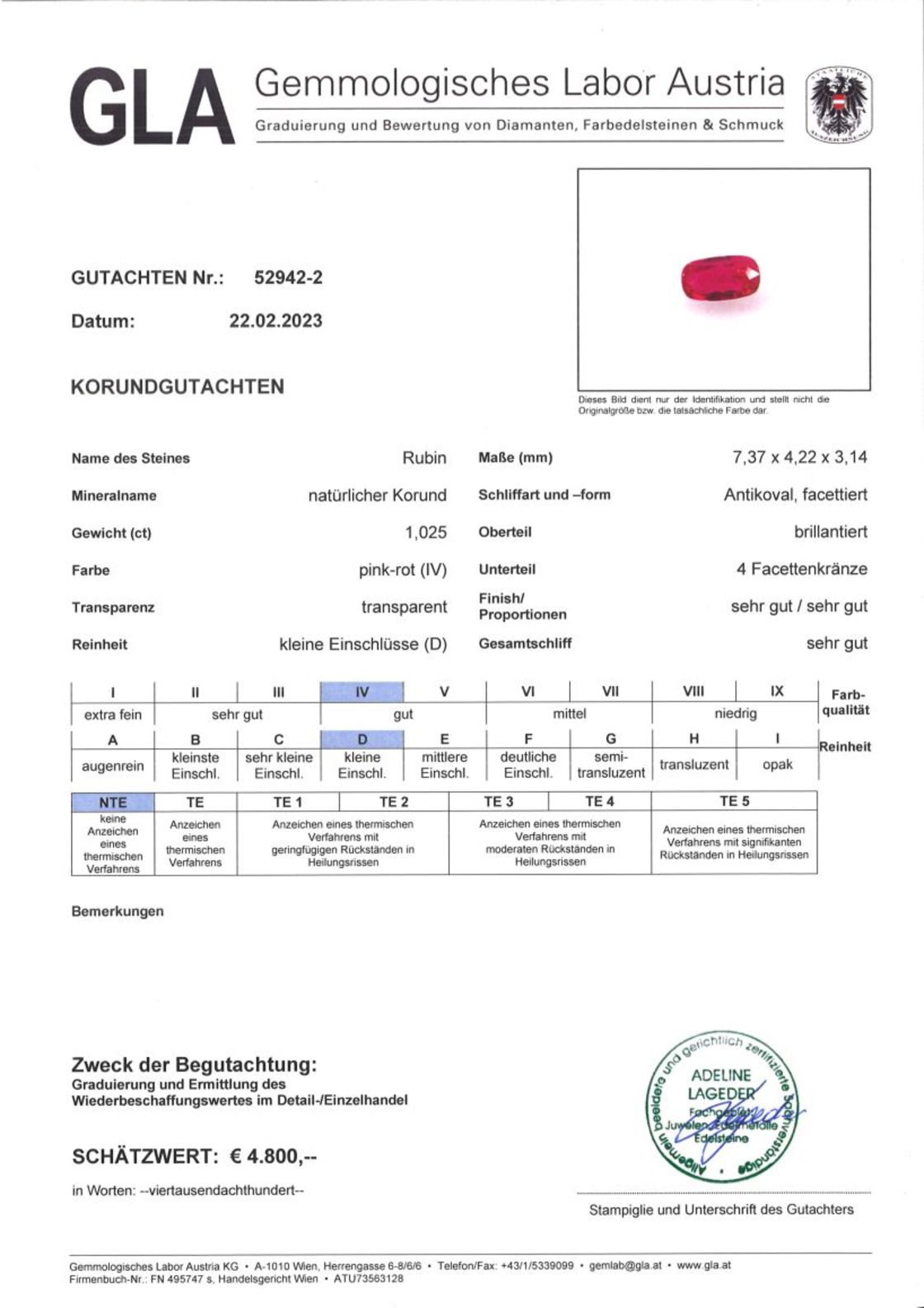 Unbehandelter Rubin Antikovalschliff pink-rot 1,025 ct.