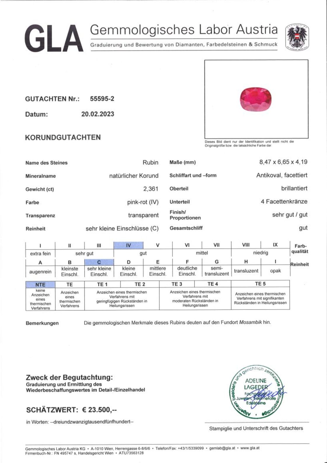 Unbehandelter Rubin Antikovalschliff pink-rot 2,361 ct.