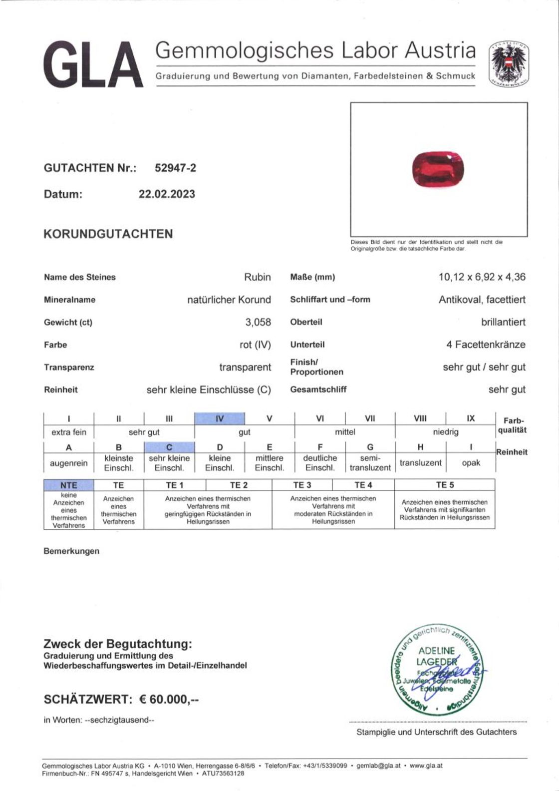 Unbehandelter Rubin Antikovalschliff rot 3,058 ct.