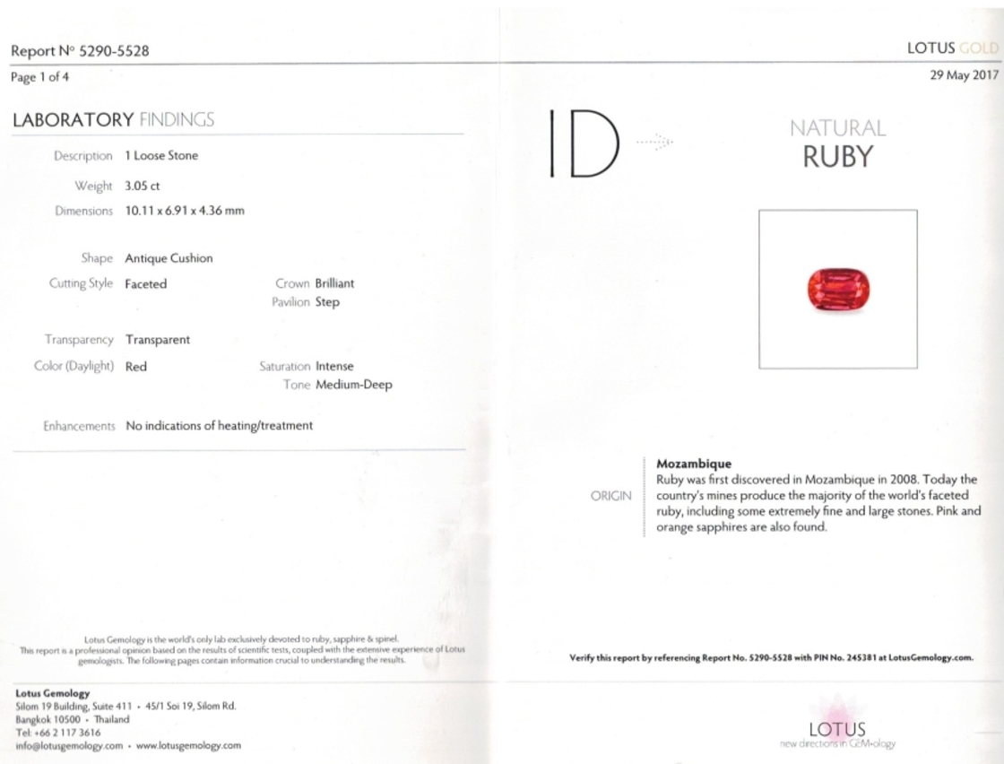 Unbehandelter Rubin Antikovalschliff rot 3,058 ct.