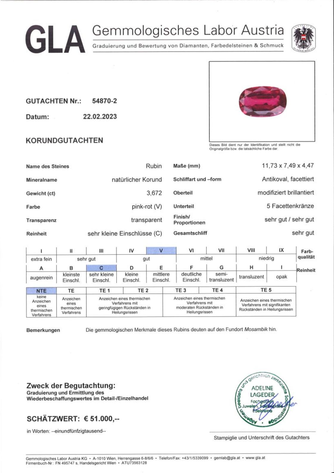 Unbehandelter Rubin Antikovalschliff pink-rot 3,672 ct.