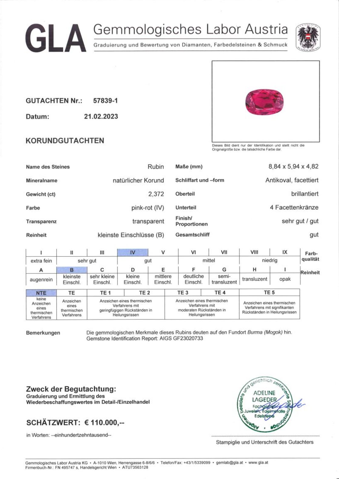 Burma Rubin Antikovalschliff pink-rot unbehandelt 2,372 ct