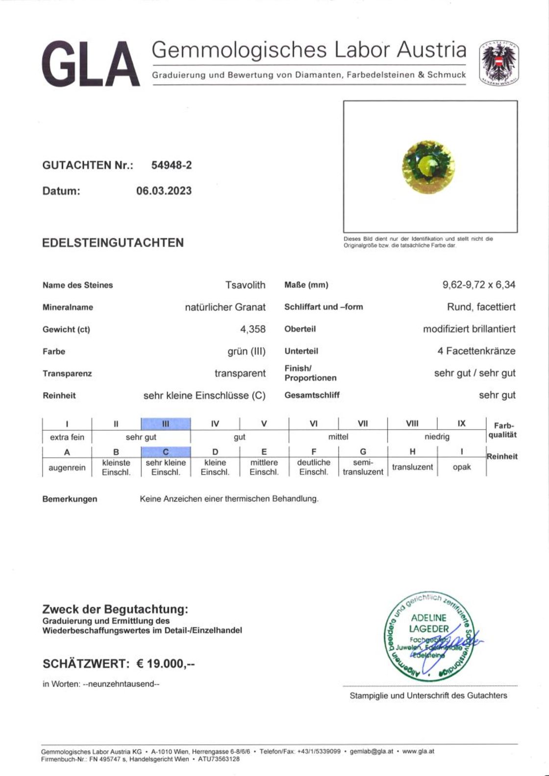 Tsavorit Granat Rundschliff grasgrün 4,358 ct