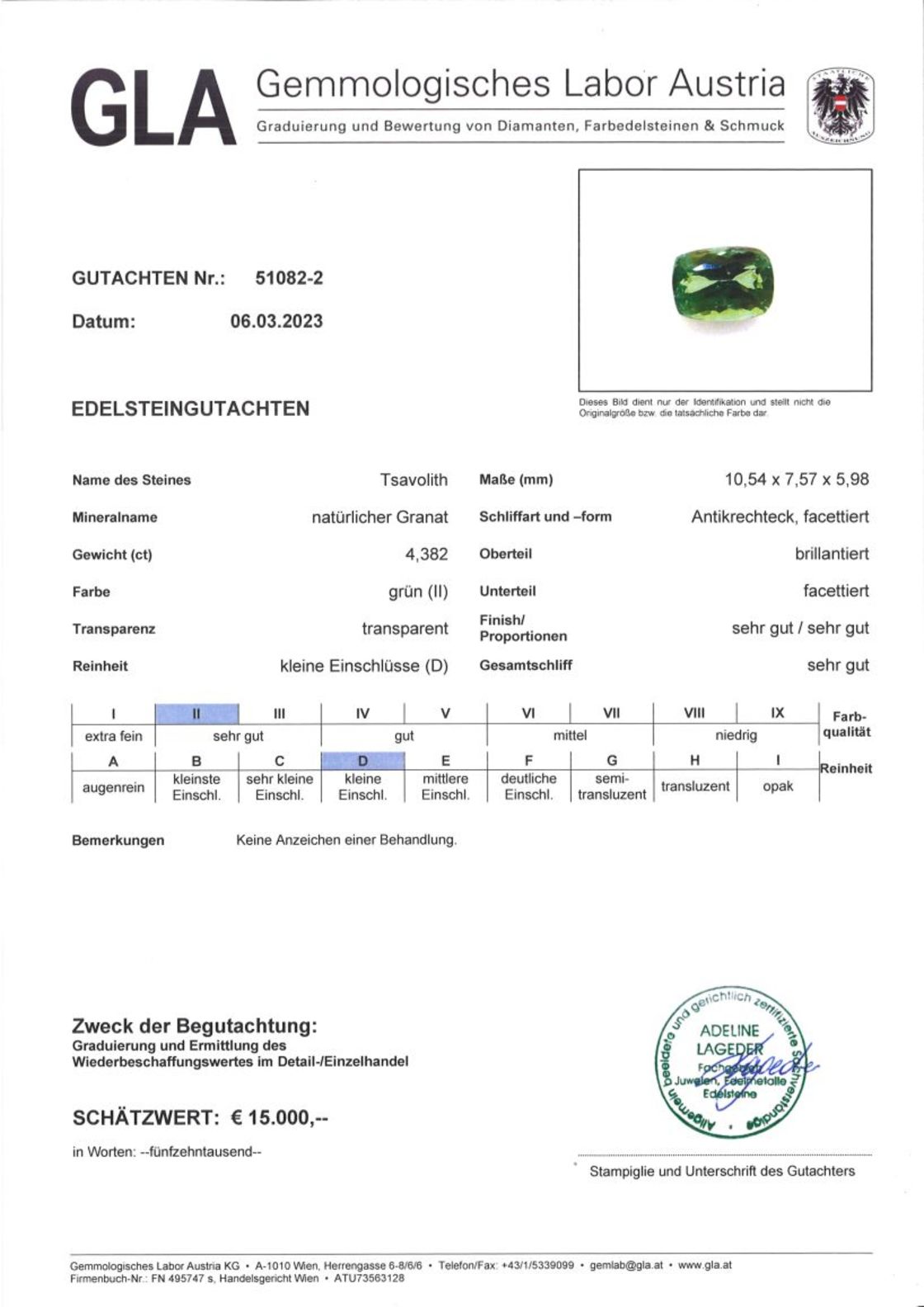 Tsavorit Granat Antikschliff intensives Grasgrün 4,382 ct