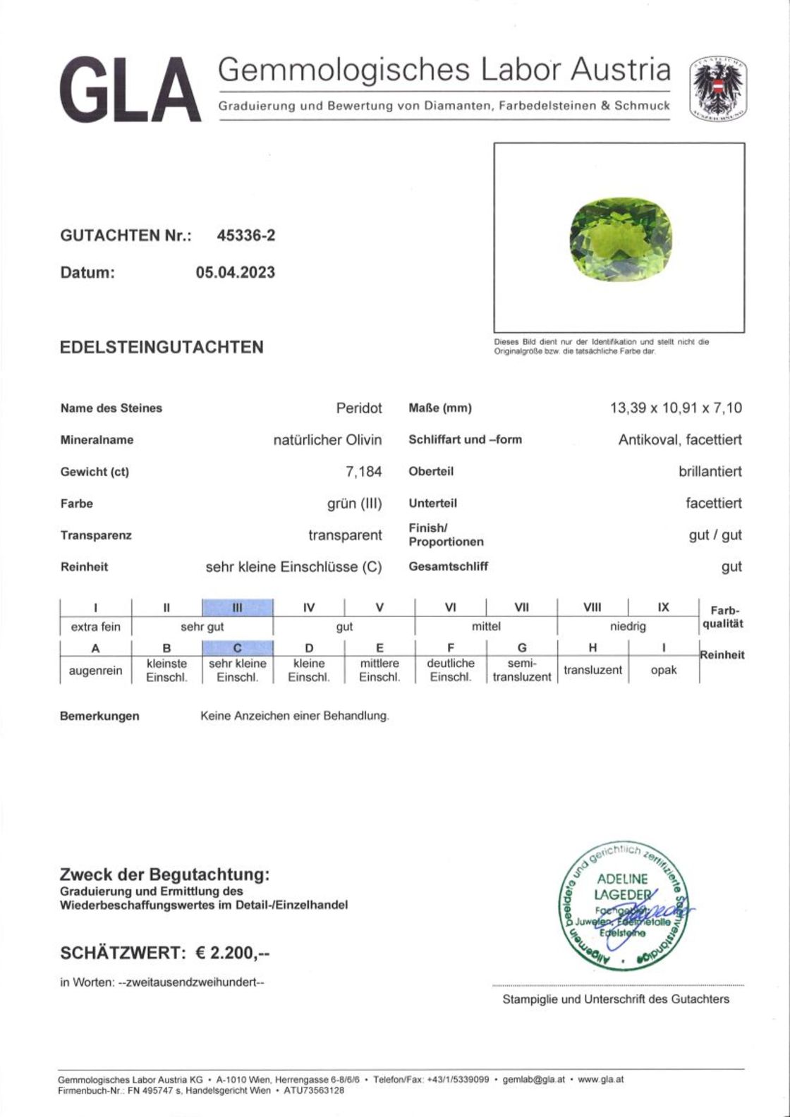 Peridot Antikschliff grün 7,184 ct