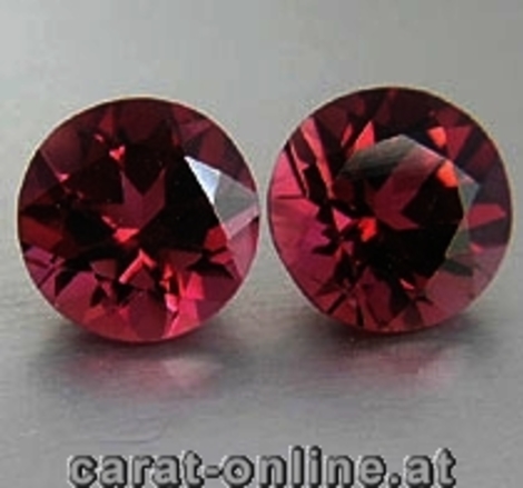 Rhodolith Duo, Rund facettiert (23,68 ct.) aus Tansania (Kangala) Rhodolith Duo, Rund facettiert (23,68 ct.) aus Tansania (Kangala)