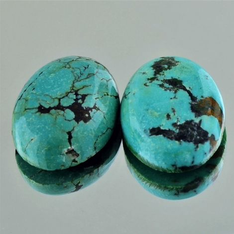 Türkis Duo, Oval Cabochon (34,83 ct.) aus Tibet Türkis Duo, Oval Cabochon (34,83 ct.) aus Tibet