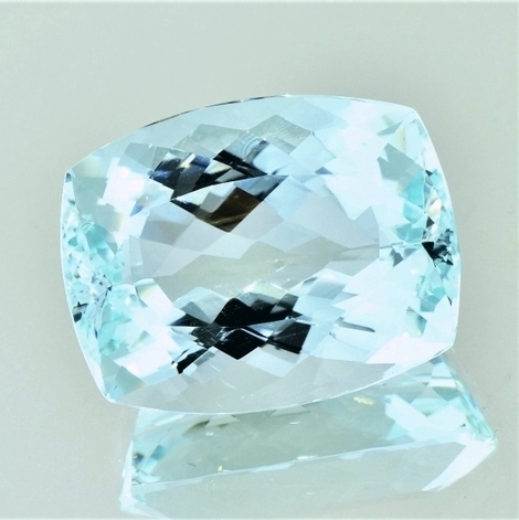 Aquamarine cushion greenish light blue untreated 32.25 ct.