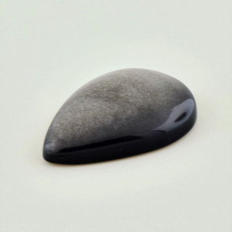 Obsidian cabochon pear dark gray 23.58 ct