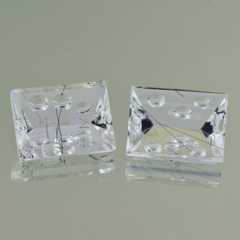 Turmalin-Quarz Duo, Design-Rechteck facettiert (37,51 ct.) aus Brasilien (Minas Gerais)