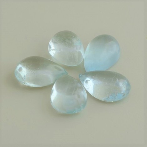 Aquamarine Lot Cabochons pear light blue 21.75 ct