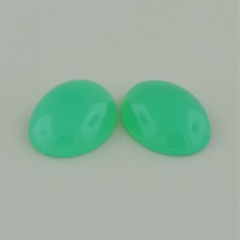 Chrysoprase Pair Cabochons oval green 11.20 ct
