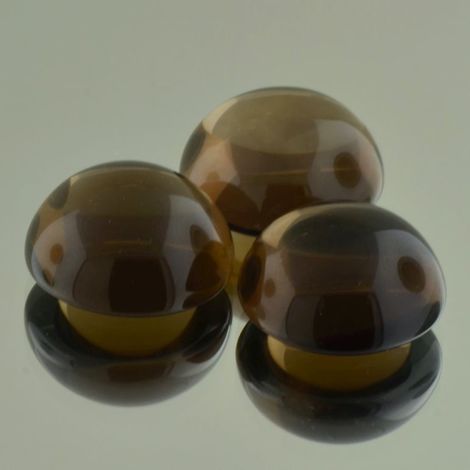 Smoky Quartz trio Cabochons round brown 119.84 ct