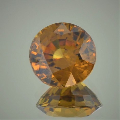 Zircon round brownish yellow unheated 13.95 ct