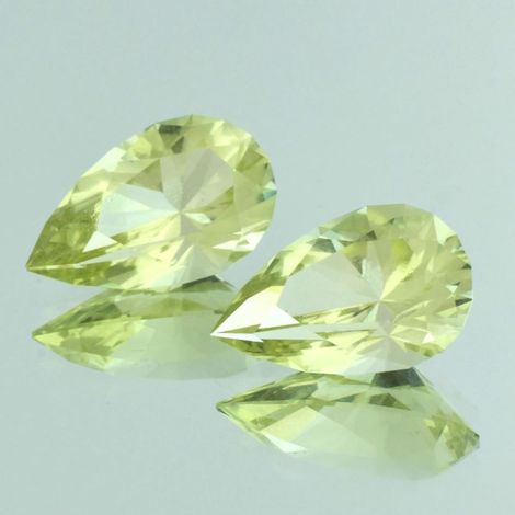 Heliodore Pair Edelberylle pear greenish yellow 19.22 ct