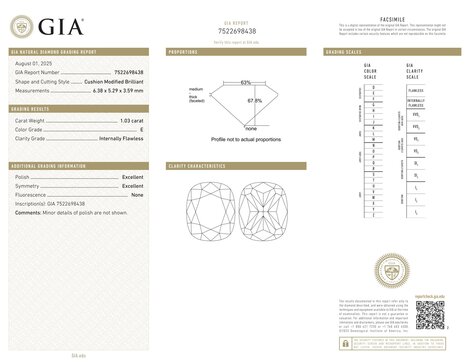 Gutachten zu Diamant antik-brillantiert hochfeines Weiss E lupenrein 1,03 ct