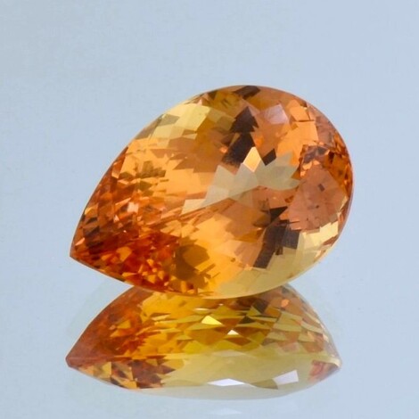 imperial Topaz pear intense yellow orange untreated 19.03 ct.