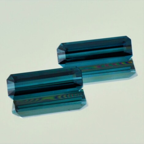 Indicolite Pair Tourmalines Achteckschliffe blue 13.74 ct
