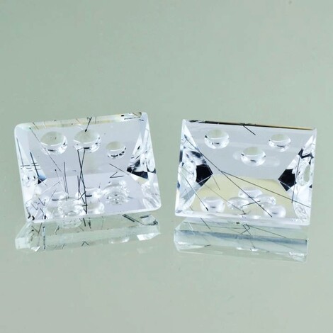 Turmalin-Quarz Duo, Design-Rechteck facettiert (37,51 ct.) aus Brasilien (Minas Gerais)