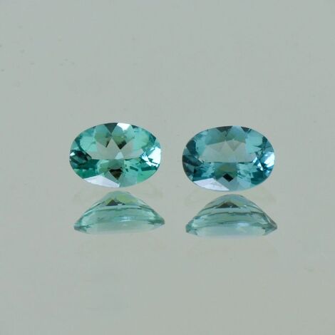 Indicolite Pair Tourmalines oval greenish blue 1.37 ct.