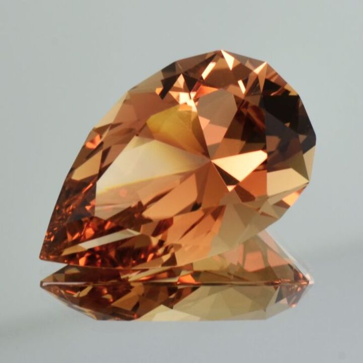 Topaz pear orange brown 41.22 ct.
