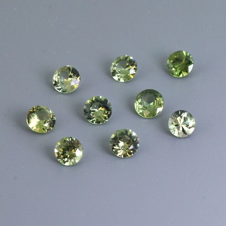 Sapphire Lot round green 4.62 ct