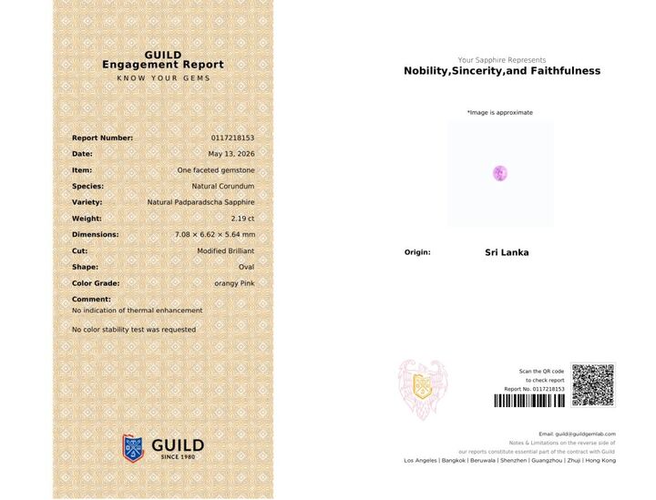 Gutachten zu Saphir oval purpur-pink unbehandelt 2,18 ct.