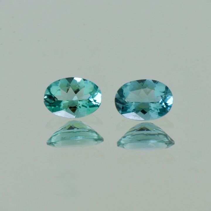 Indicolite Pair Tourmalines oval greenish blue 1.37 ct.