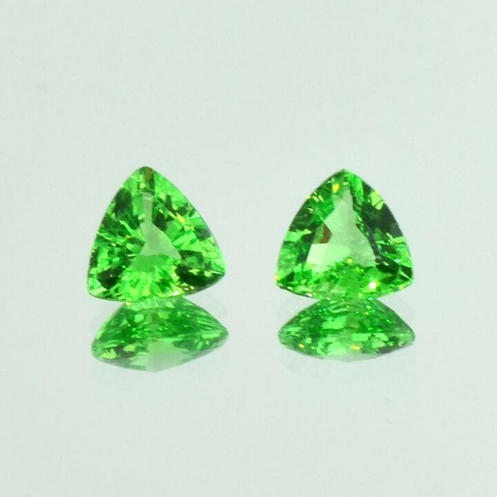 Tsavorit Duo Trillion grün unbehandelt 2,59 ct