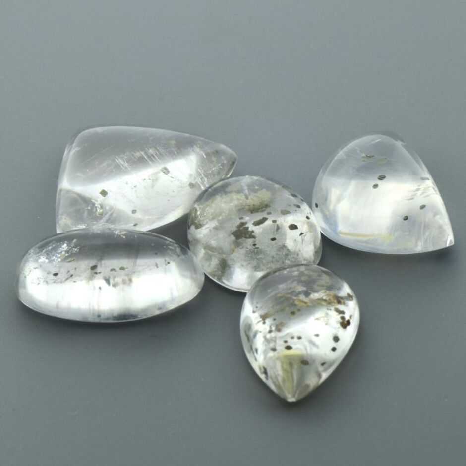 Pyrite-Quarz Lot cabochons colorless 110.56 ct.