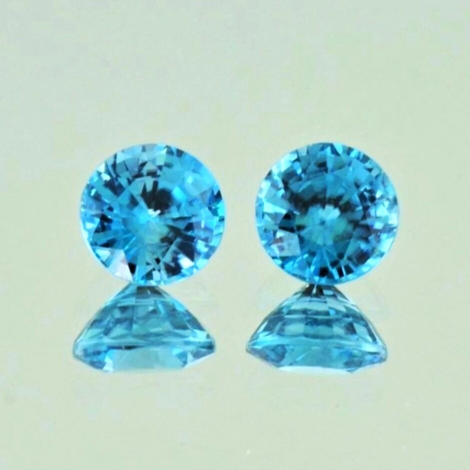 Zirkon Duo rund blau 6,50 ct