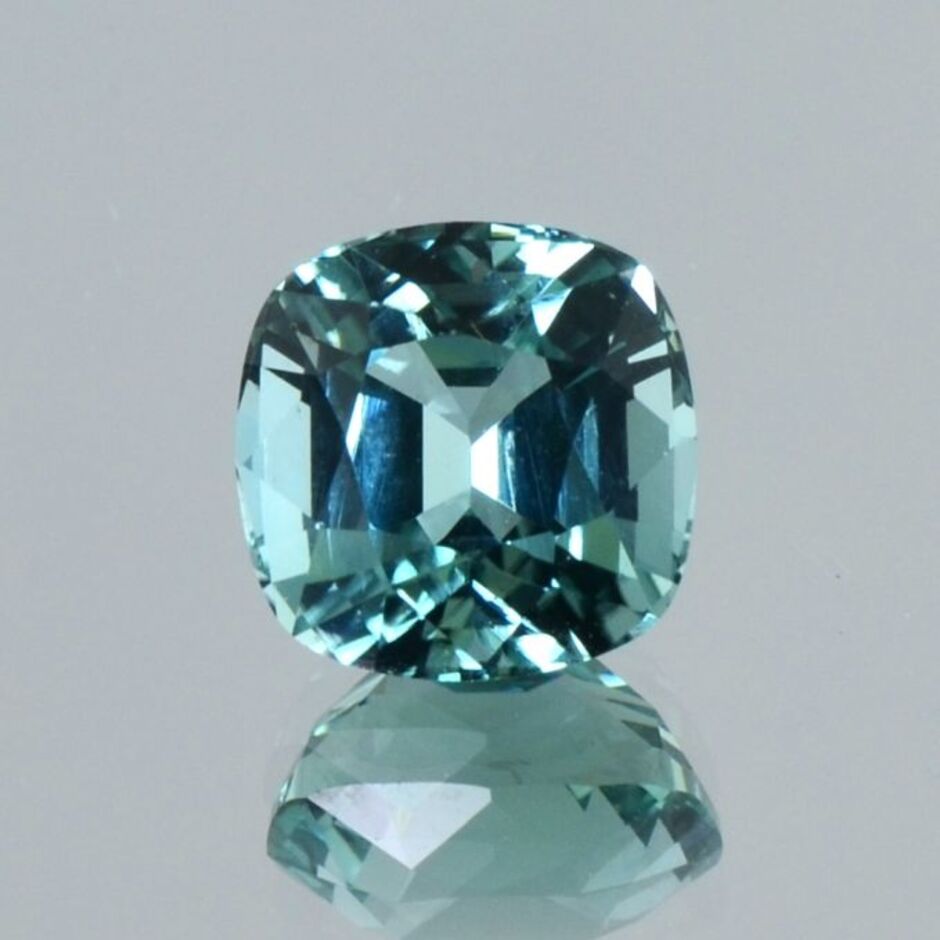 Tourmaline cushion blue green seafoam 4.33 ct.