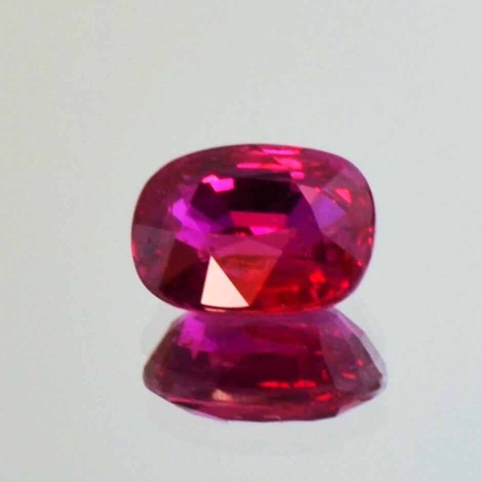Ruby cushion pinkish red untreated 2.36 ct.