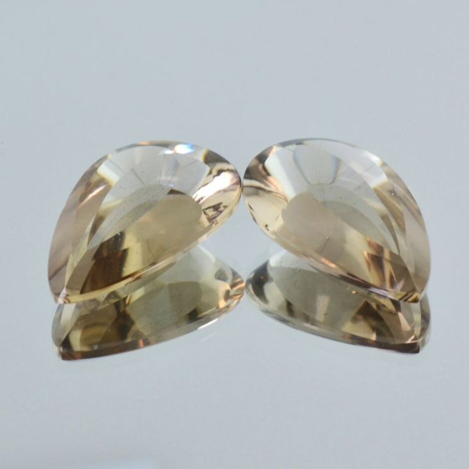 Smoky Quartz Pair pear mastercut 28.42 ct.